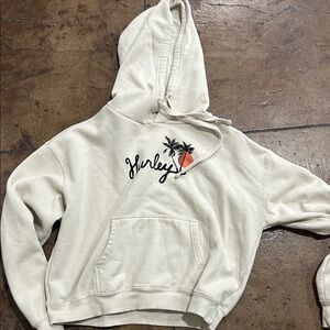 Hurley Cream Hoodie with Palm Embroidery